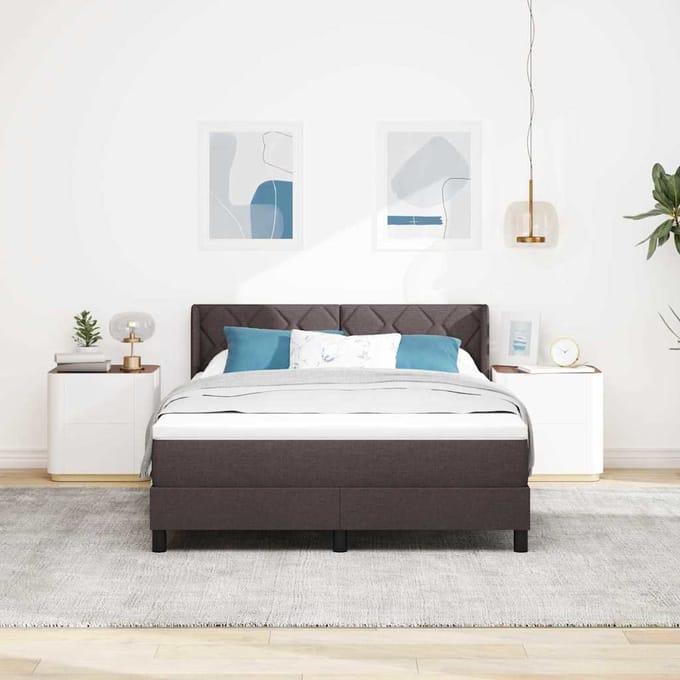 vidaXL - Boxspring - bed - met - hoofdeinde - Donkerbruin - 200 - x - 160 - cm - Stof