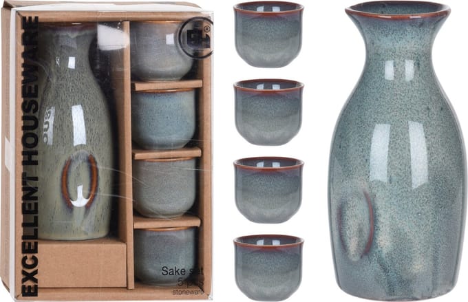 Excellent Houseware Sakeset 5-delig aardewerk