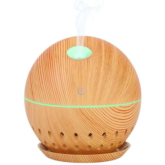 USB Holle Luchtbevochtiger Olie Diffuser Luchtreiniger Aromatherapie Verstuiver met LED Licht beige