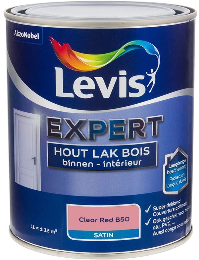 Levis - Expert Hout Lak Binnen Satin Mix - Clear Red B50 - Mengverf - 1 L