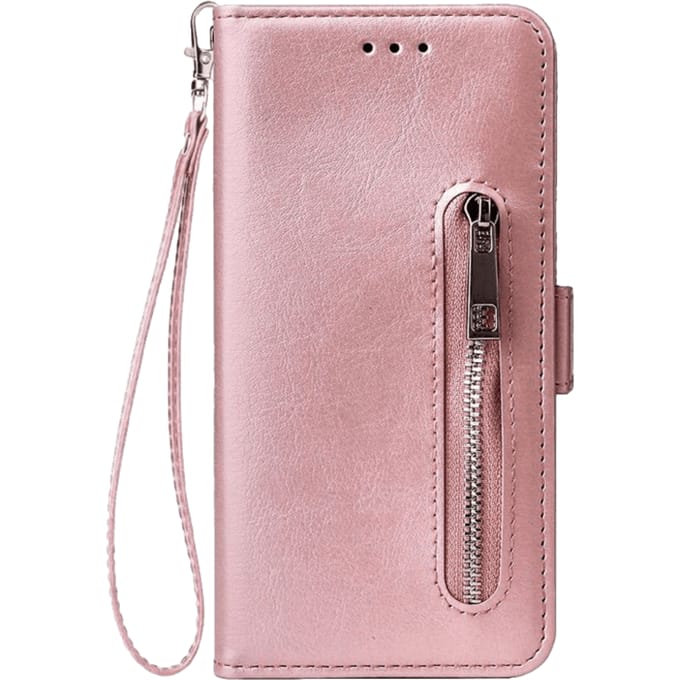 CaseBody Huawei P30 Zipper Portemonnee Hoesje Rosegoud