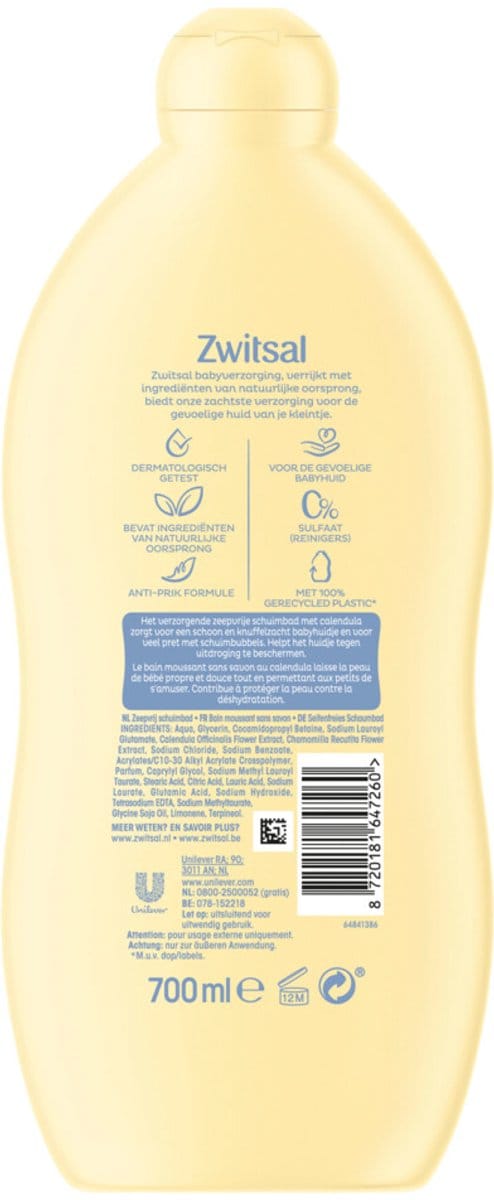 Zwitsal - Zeepvrij Schuimbad - 6 x 700 ml - Voordeelverpakking
