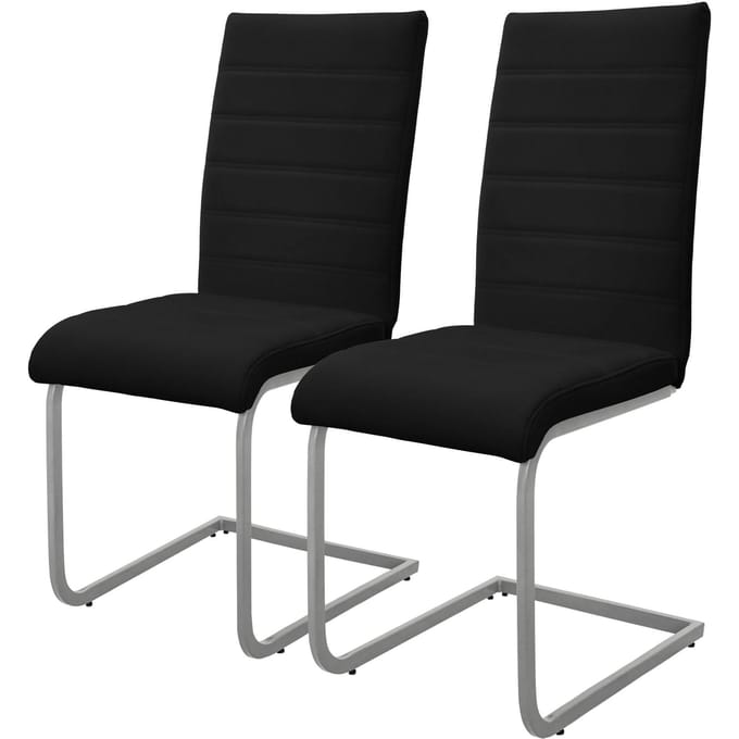 Set van 2 slede eetkamerstoelen met rugleuning zwart kunstleer bekleed ML-Design