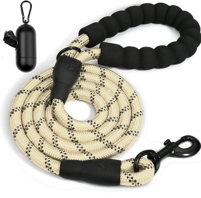 BOTC Hondenriem - Reflecterende - Met Poepzakjeshouder - 2 Meter - Beige