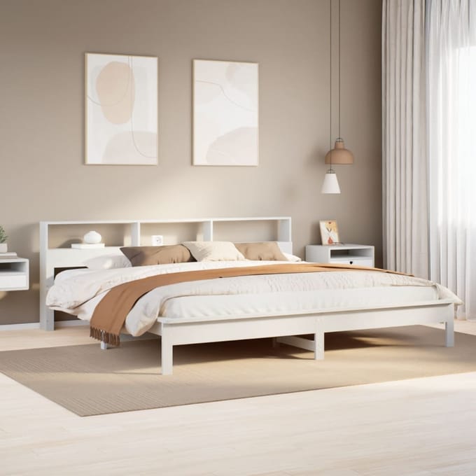vidaXL - Bedframe - zonder - matras - massief - grenenhout - wit - 200x200 - cm