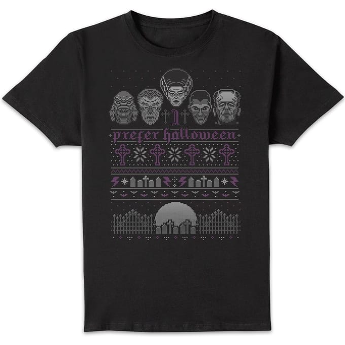 Universal Monsters I Prefer Halloween Kerst T-Shirt - Zwart - M