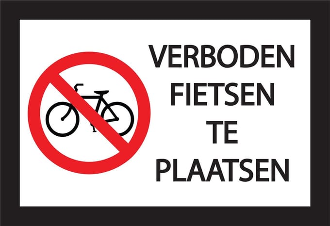 Verboden fietsen te plaatsen 20x30cm