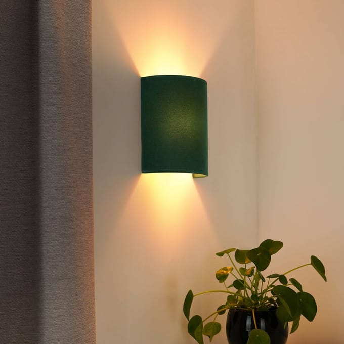Duolla Wandlamp Semi Circle, fluweel, donkergroen, E27