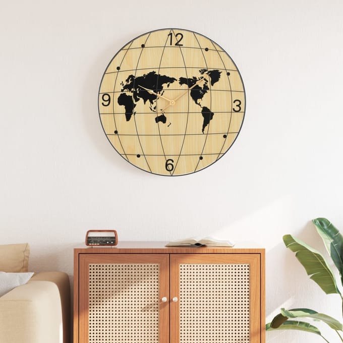 Vidaxl Horloge Murale, Jaune et Noir, Ø50 Cm, Matériau à Base de Bois