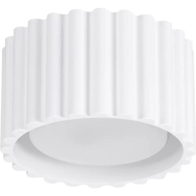 Plafondlamp AURA 1 met geribbeld oppervlak - Sollux Lighting - IP20 - Wit aluminium behuizing - 10 x 10 x 6 cm - 1 x GX53 LED, exclusief lichtbron - Max. 10 W - Minimalistische plafondlamp voor woonkamer, slaapkamer en eetkamer
