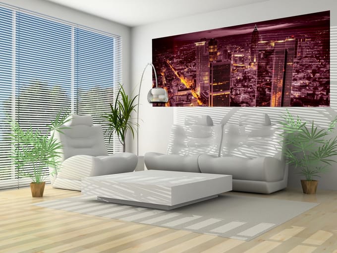 City Frankfurt Skyline Night Lights Photo Wallcovering