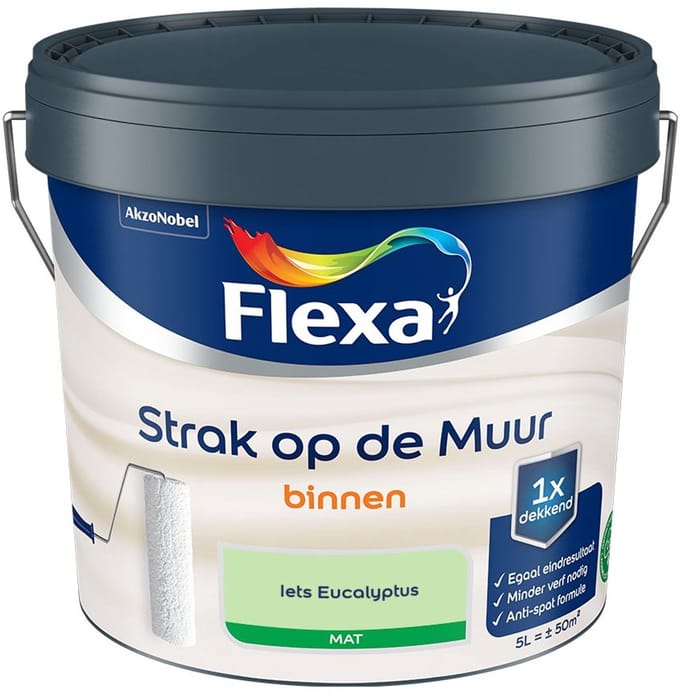 Flexa - Strak Op De Muur Binnen Mat - Iets Eucalyptus - Mengverf - 5 L