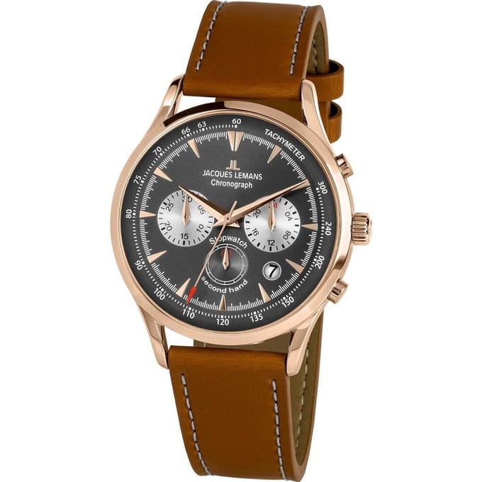 Jacques Lemans - 1-2068F - Polshorloge - Heren - Quartz - Chronograph - Retro Classic