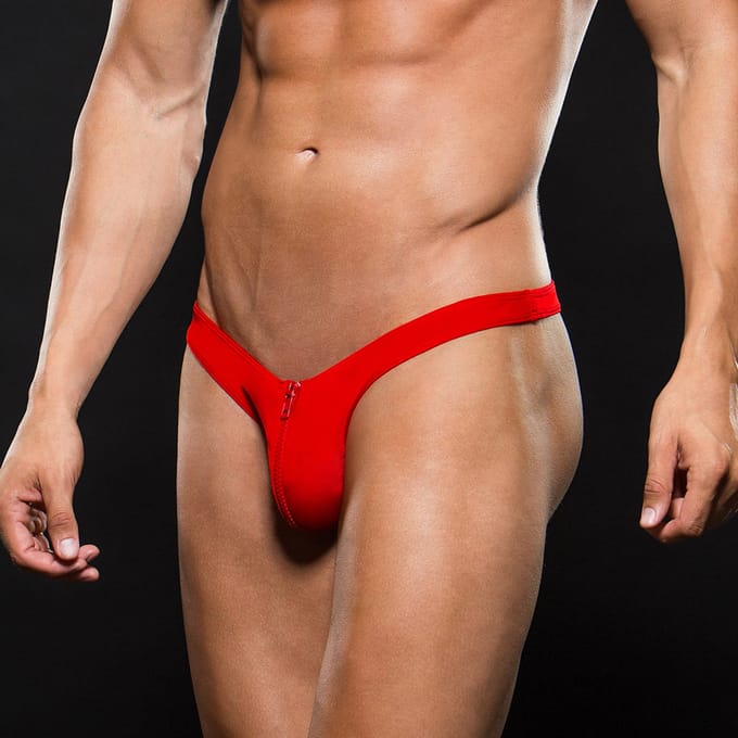 Envy - Microfiber Lowrise Zip String - M/L - Rood