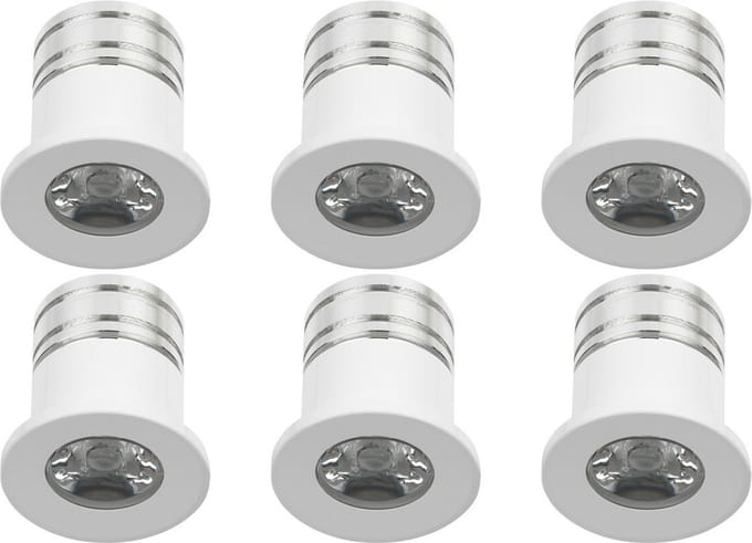 LED Veranda Spot Verlichting 6 Pack - Velvalux - 3W - Warm Wit 3000K - Inbouw - Dimbaar - Rond - Mat Wit - Aluminium - Ø31mm
