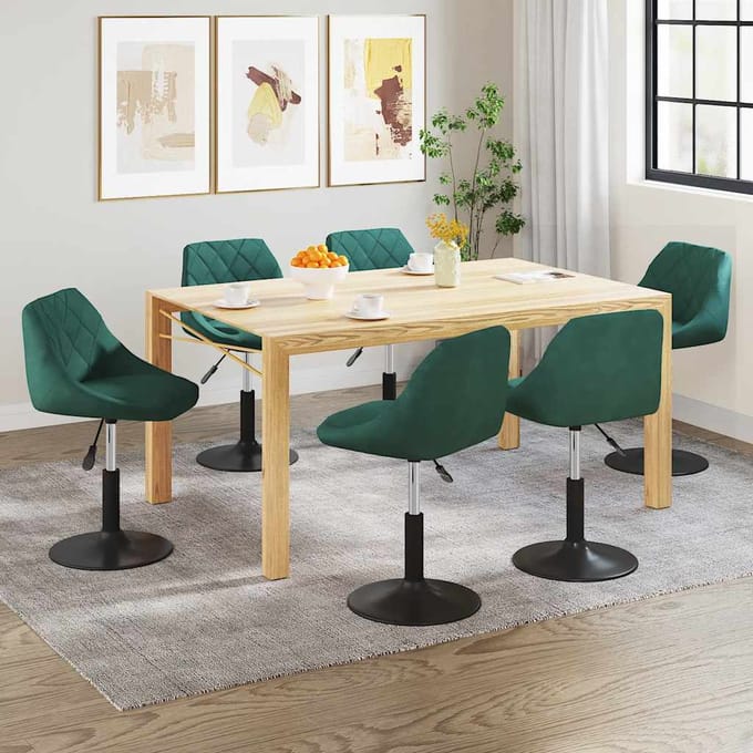 vidaXL - Eetkamerstoelen - draaibaar - 6 - st - fluweel - donkergroen