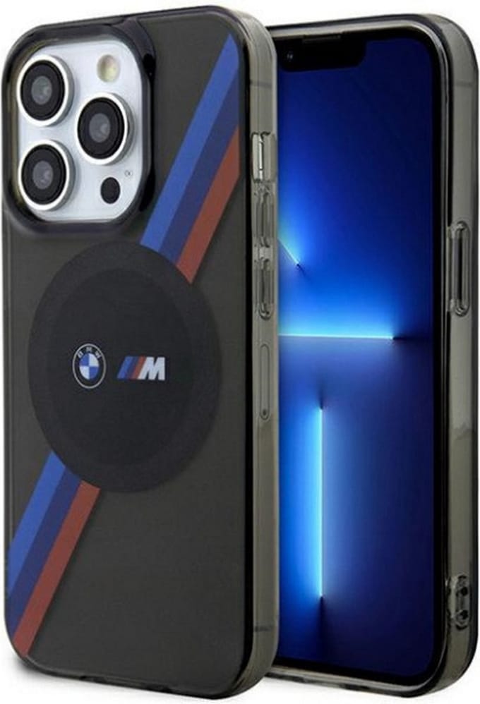 BMW M Tricolor Stripes Back Case (MagSafe Compatible) - Geschikt voor Apple iPhone 14 Pro Max (6.7") - Zwart