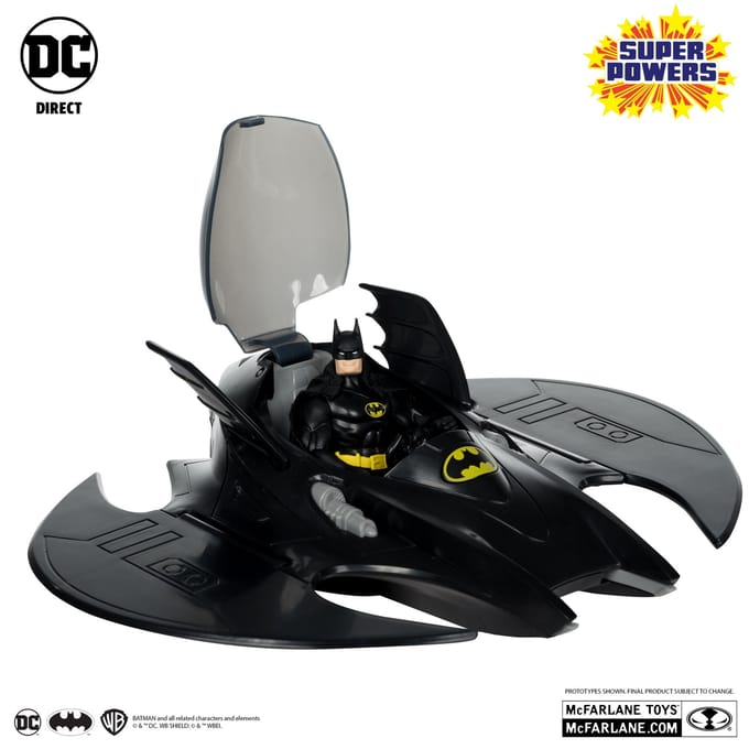DC Direct Super Powers Action Figure Pack of 3 Batman (Black Suit), The Whirly & The Batwing (Black) (Gold Label) (SDCC) 13 cm