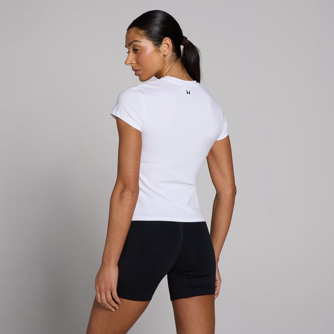 MP Basics T-shirt met nauwsluitende pasvorm en korte mouwen voor dames - Wit - S