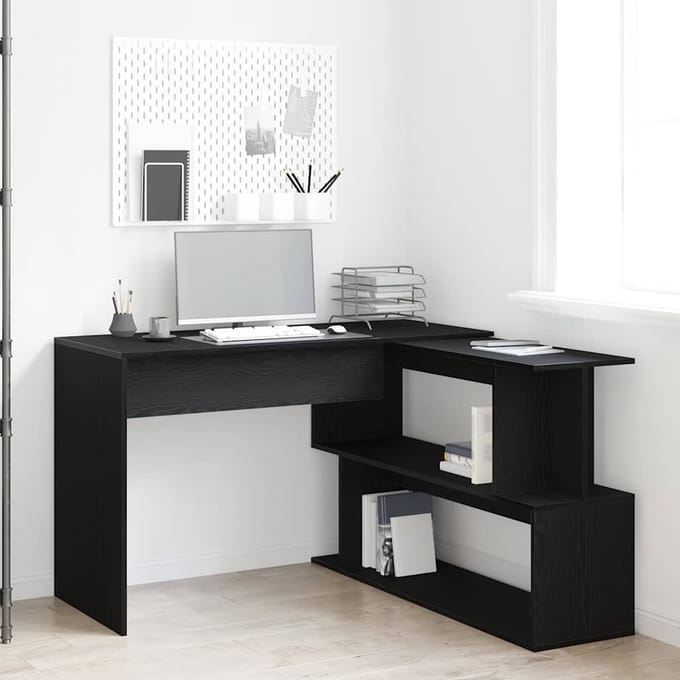 vidaXL - Bureau - Zwart - Eiken - Bewerkt - hout - 200 - x - 50 - x - 76 - cm