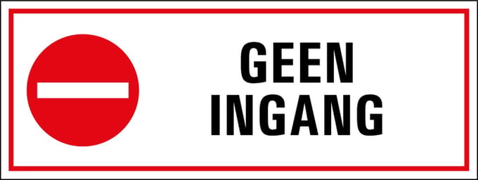 Geen ingang sticker 200 x 75 mm