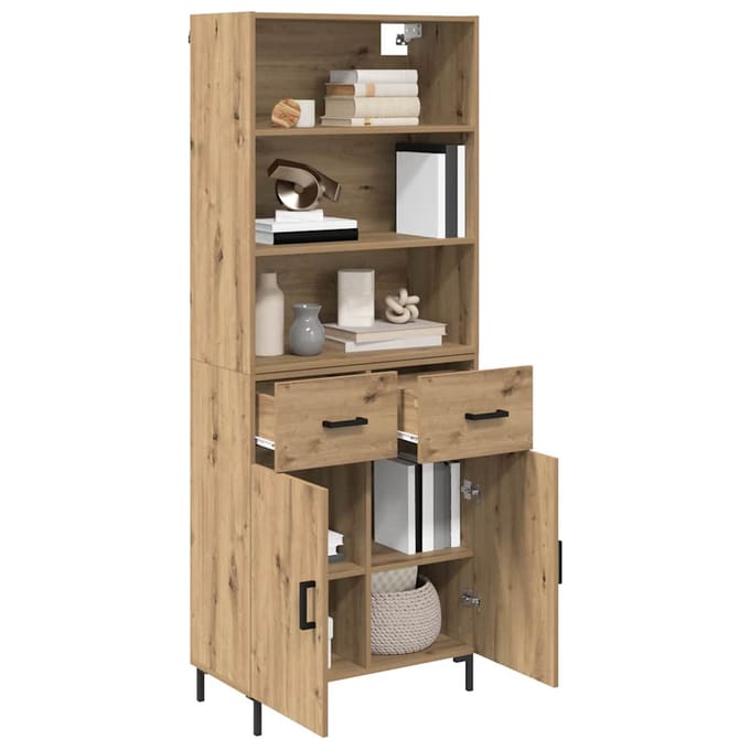 vidaXL - Highboard - Artisan - Eiken - 69,5 - x - 34 - x - 180 - cm - Bewerkt - hout