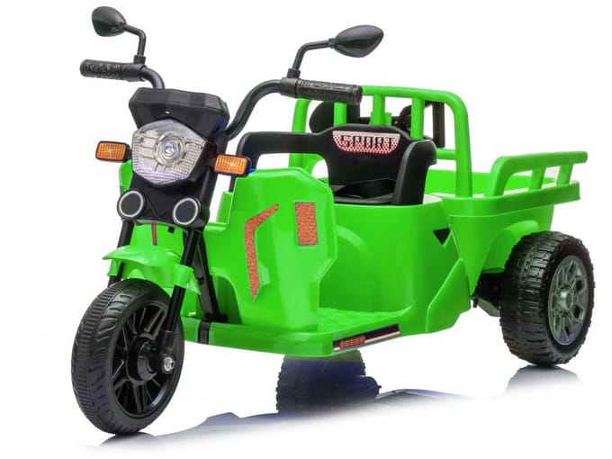 Triumpunpre - Elektrische Kindermotor 12V - Aanhanger & Schep - Bluetooth & LED (Groen, 3-6j)