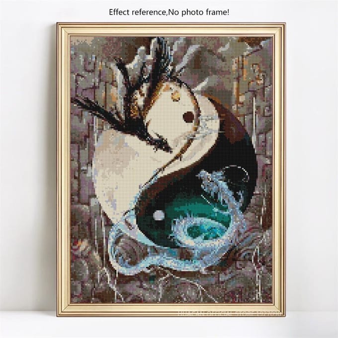 Peinture diamant Dragon, image strass, broderie diamant 20X30CM black