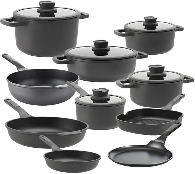 BergHOFF Leo Stone Pannenset 10-delig - met Gratis serveertang