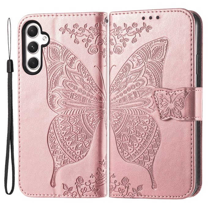 Comfycase Samsung A55 Butterfly Gravure Book Hoesje Roze
