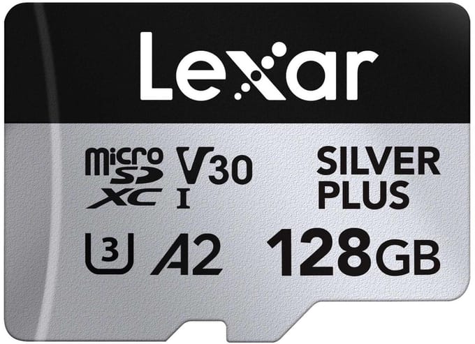 Lexar microSDXC Silver Plus UHS-I 128GB - Lezen 205MB/s, Schrijven 150MB/s - V30