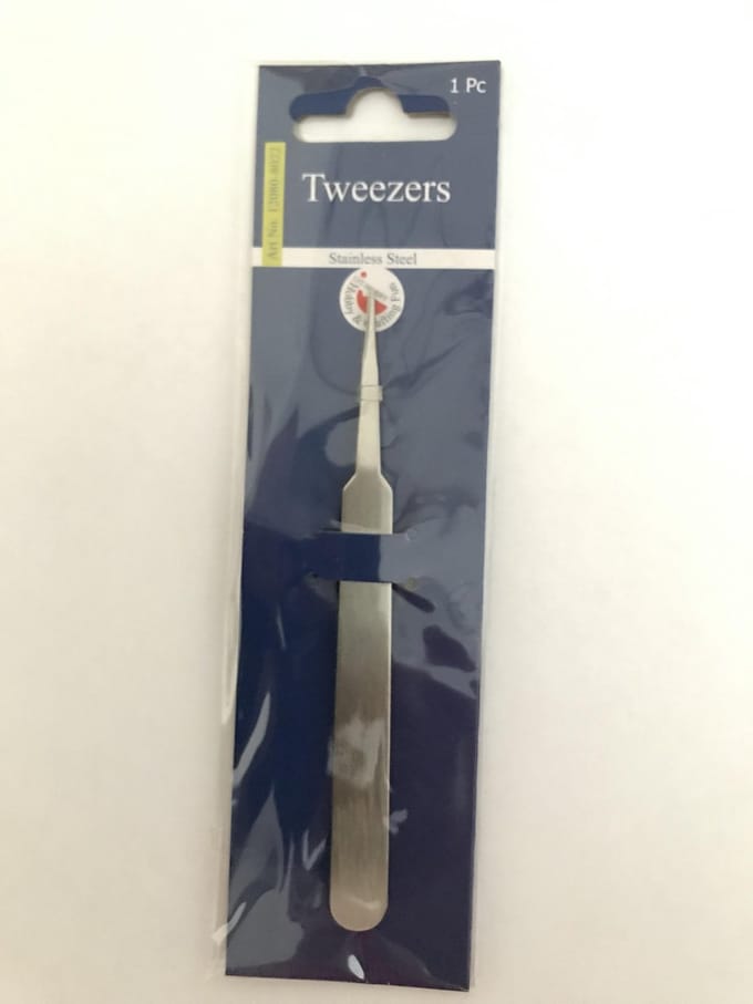 Tweezers, super fine tip straight, stainless steel, 12.3 cm