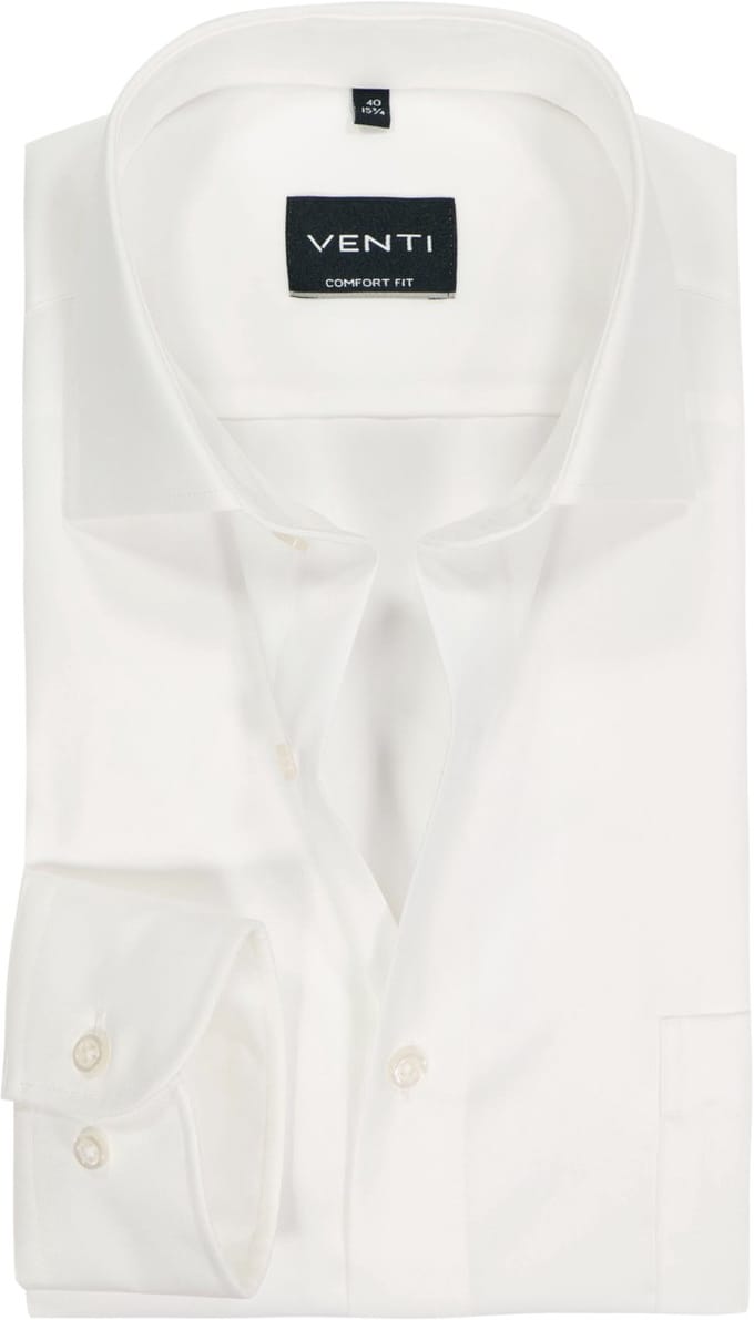 VENTI CASA MODA comfort fit overhemd - mouwlengte 7 - structuur - offwhite - Strijkvrij - Boordmaat: 48
