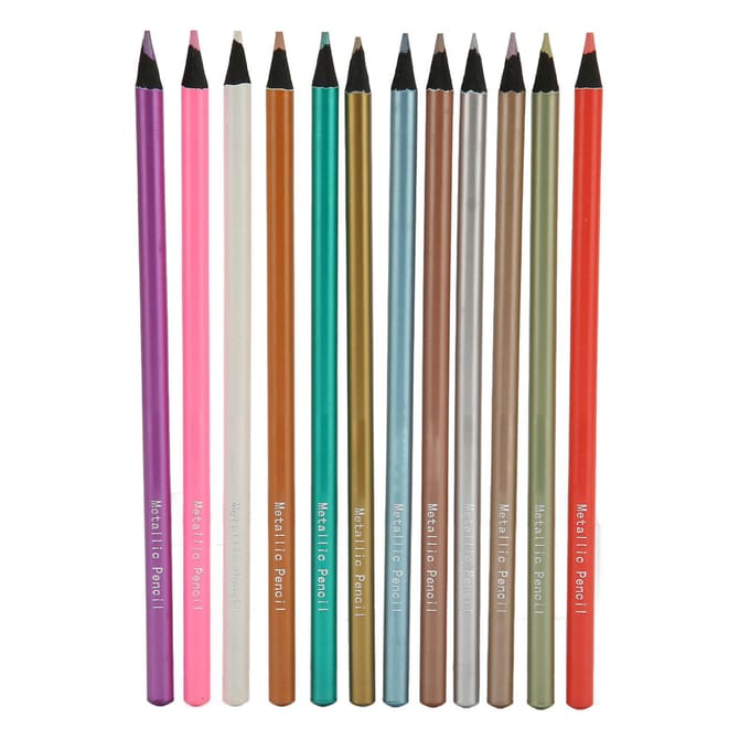 24 stuks Kleurpotloden 24 Kleur Metallic Houten Schacht Kleurpotloden voor Doodlen Handboek blue