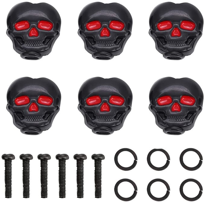 Dailygoods - 6 Stuks Schedel Gitaar Stemkap met Adapter en Schroeven