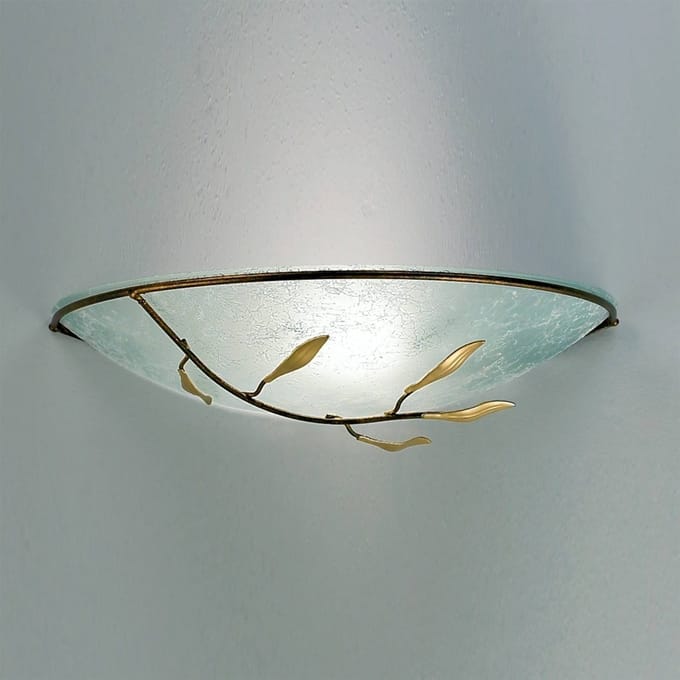 ORION Luca wandlamp, antiek goud, scavo glas