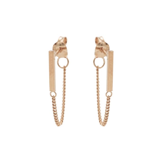 Karma oorbel Chain Tubes Square Silver Riseplated-M1818