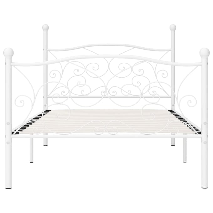 vidaXL - Bedframe - met - lattenbodem - metaal - wit - 100x200 - cm