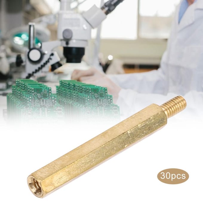 Entretoise Raccord Laiton M3 Tête Simple Écrous Hexagonaux Kits de Remplacement pour Carte PCB M3 x 30 30 Pièces
