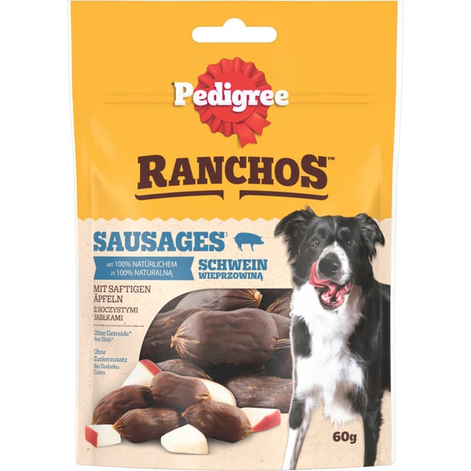 60g Pedigree Ranchos worstjes varkensvlees & appel hondensnacks