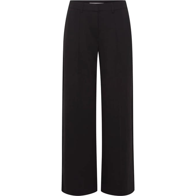 Wide leg stoffen broek met vaste persplooien, model 'KATE'
