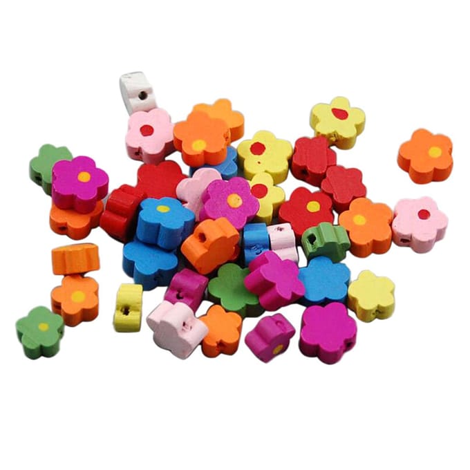100 Stuks Bloem Houten Kralen Baby Fopspeen Clip Spacer Bead DIY Craft 10mm 12mm veelkleurig