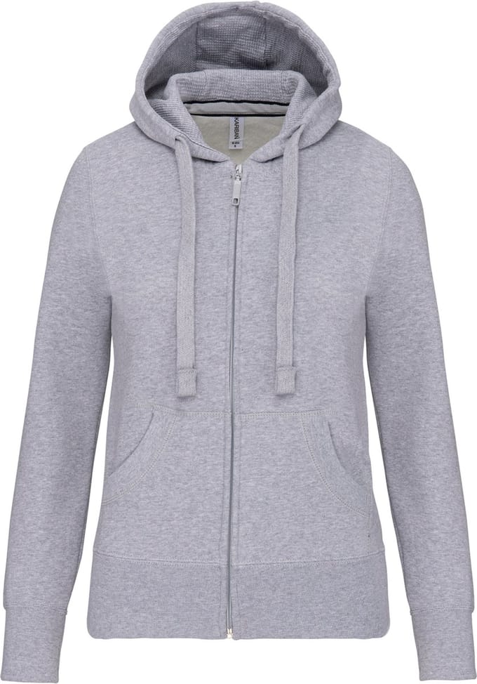 Kariban Damessweater met rits en capuchon K464 - Oxford Grey - S