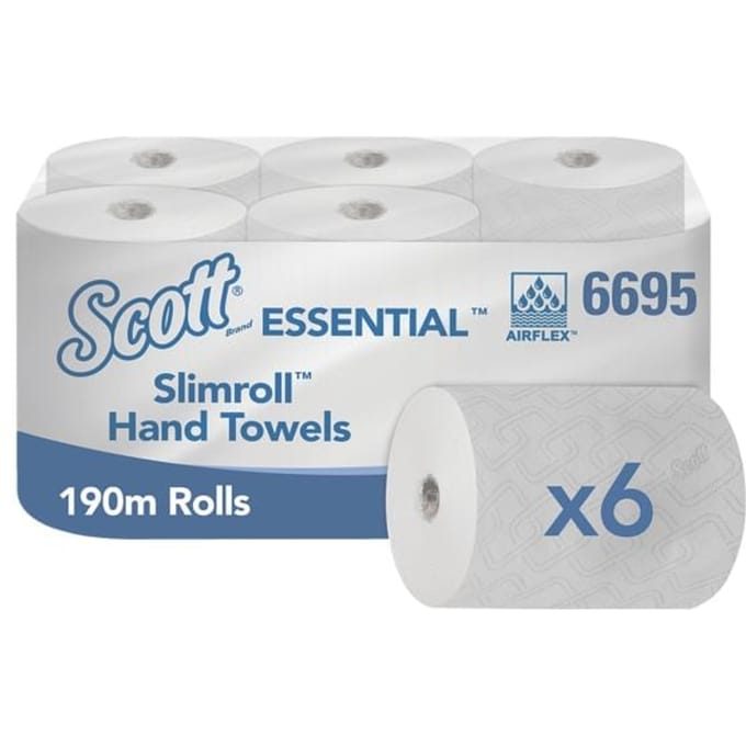 Scott® Slimroll papierrollen Essential 6695, 1-laags, 6 rollen á 190 m, wit