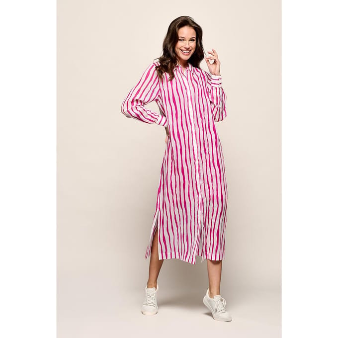 Georgia Streep Jurk Offwhite / Roze