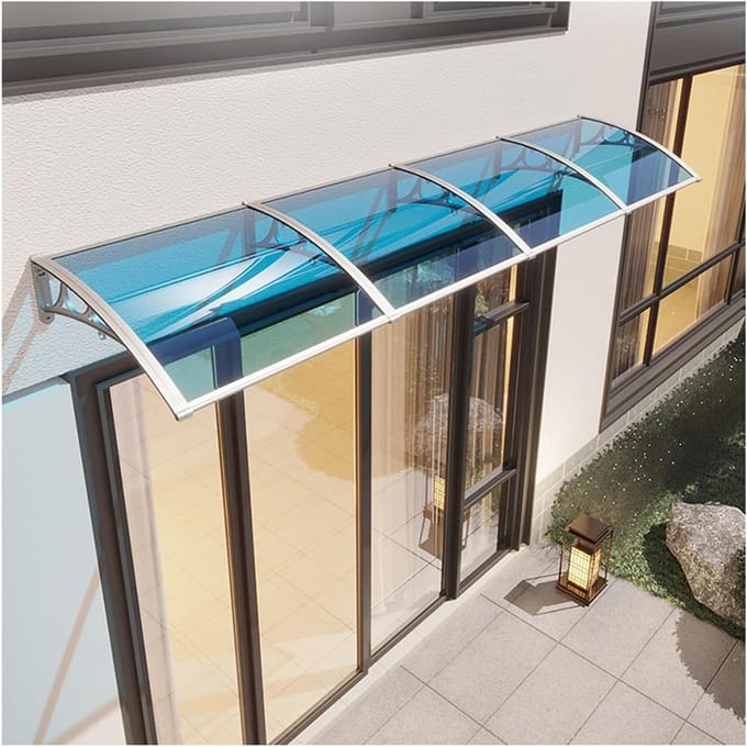 Deurluifel Buitenluifel - Terras Overkapping - Regen Bescherming - Polycarbonaat Anti-UV - 100x200cm - Transparant
