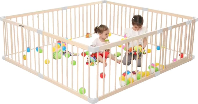 Houten Grondbox Baby met Deurtje - 140x200 cm - Vast model-Slim kliksysteem
