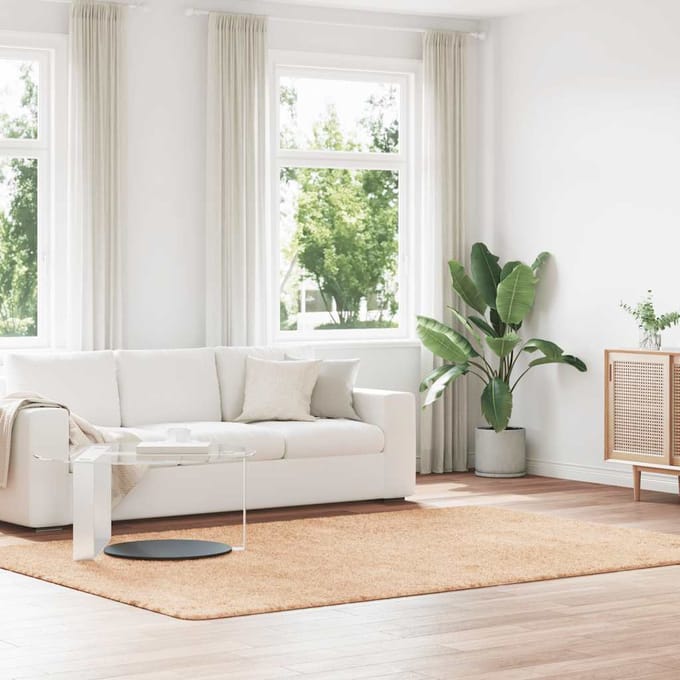vidaXL - Hoogpolig - vloerkleed - NAVARRA - 200x290 - cm - polyester - beige