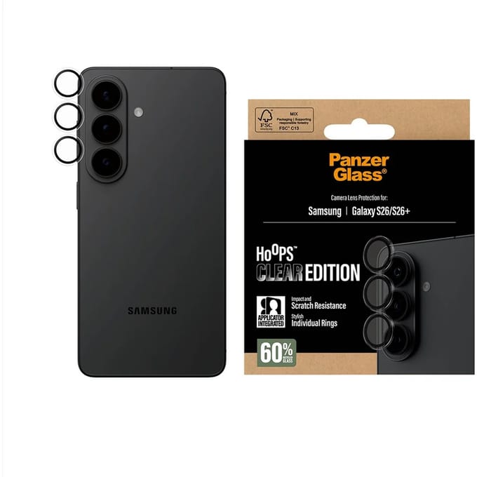 PanzerGlass Screenprotector geschikt voor Samsung Galaxy S26 Glazen | PanzerGlass Hoops Camera Lens Protector - Case Friendly