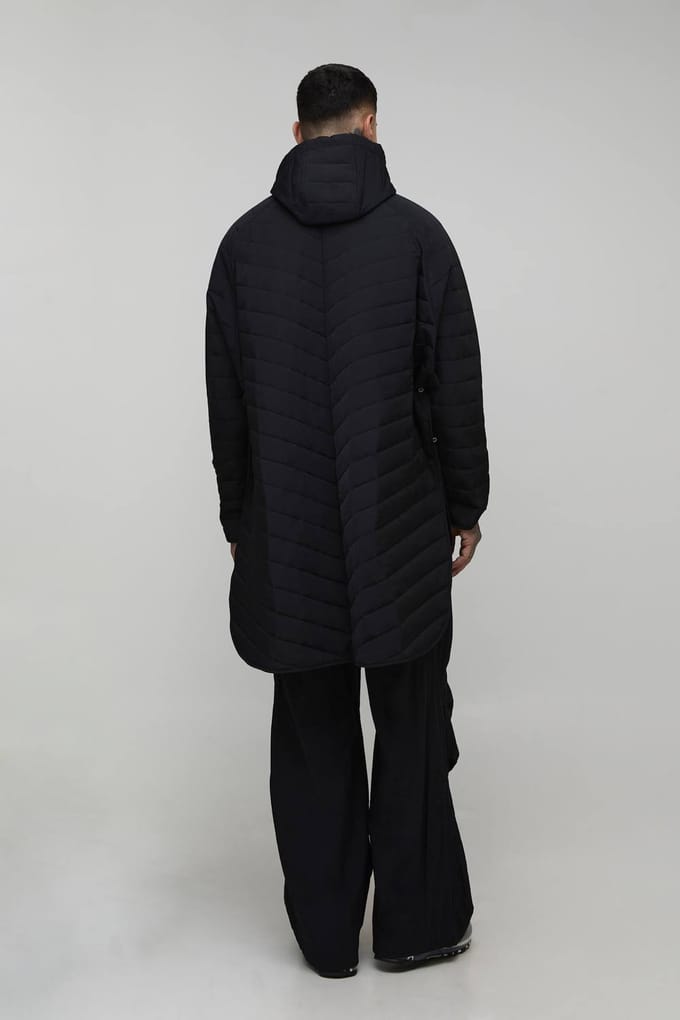 Lange Gewatteerde Popper-Zij Oversized Festival Mac | Black | Size Medium
